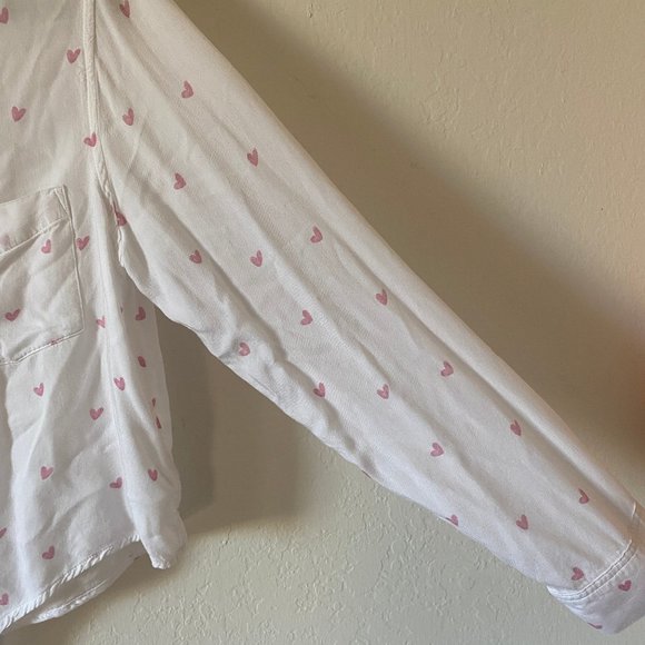 Rails Anthropologie Womens Blouse Crop Val Scribble Heart Size M Button Up White - Picture 7 of 16